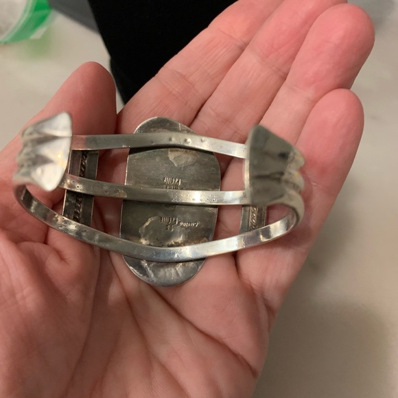 Native American SS and turquoise bracelet - size 6 1/2 - Picture 5 of 10